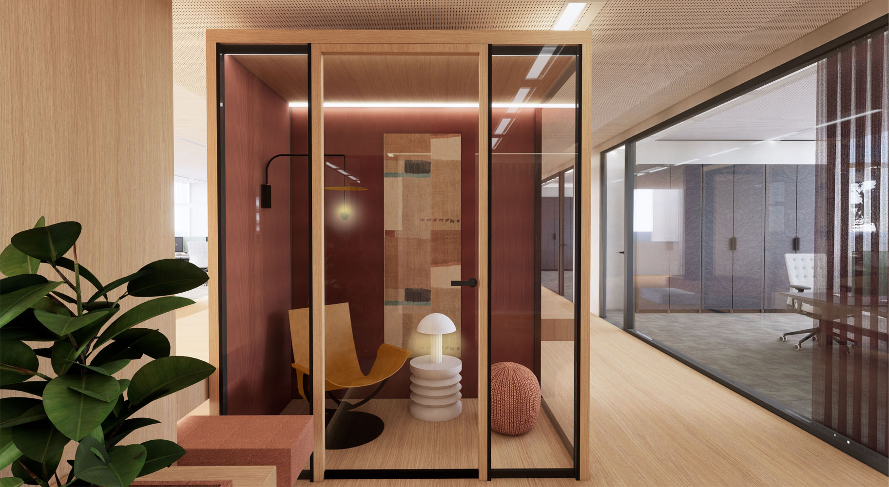 Dynamisch landschap als brug tussen industriële architectuur en gebruiker.