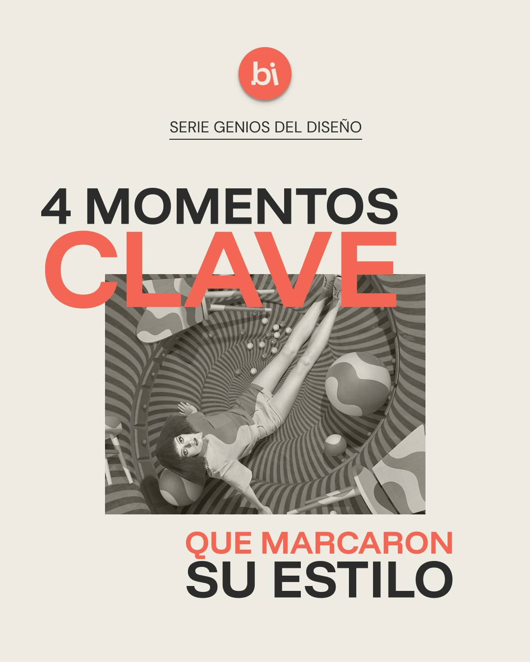 Imagen con fondo rojo y texto en blanco: "4 momentos clave que marcaron el estilo de Jessica Walsh"