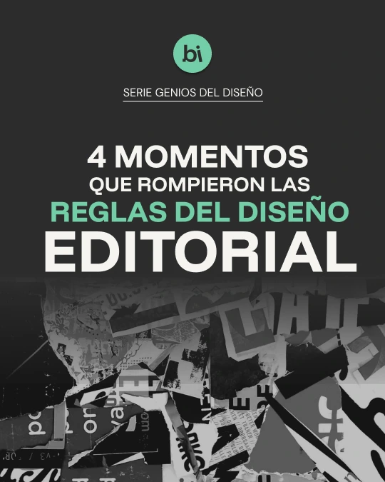 Fondo azul con texto blanco: "4 momentos que rompieron las reglas del diseño editorial" sobre David Carson
