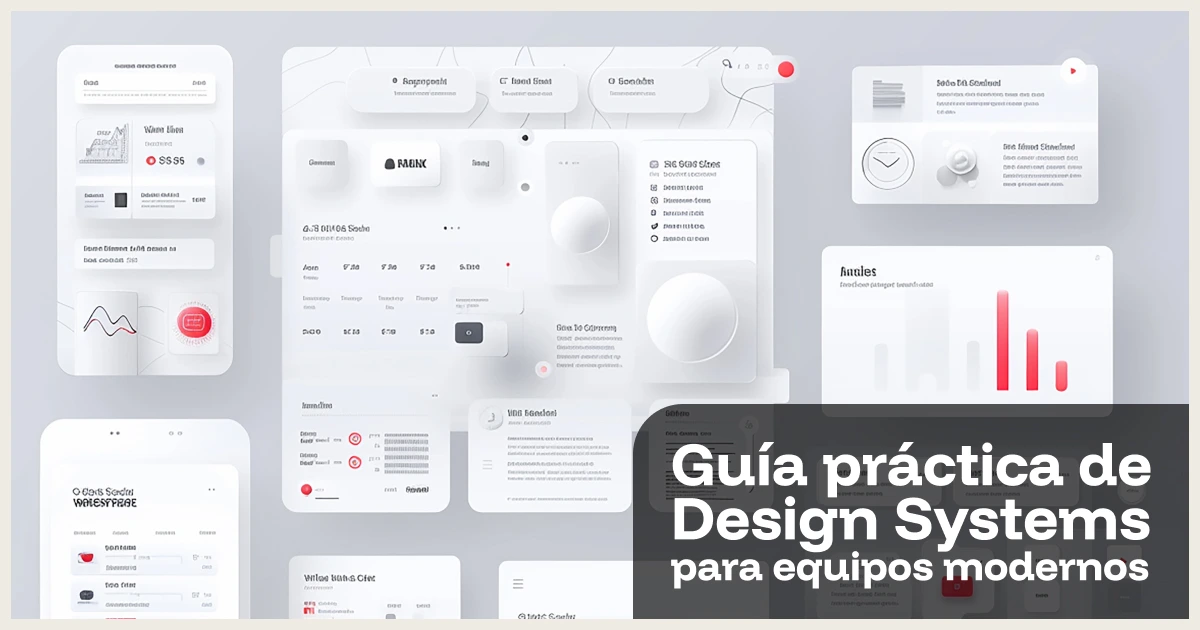 Design Systems : Interfaz con elementos visuales de un sistema de diseño moderno, mostrando componentes UI en estilo neumórfico.