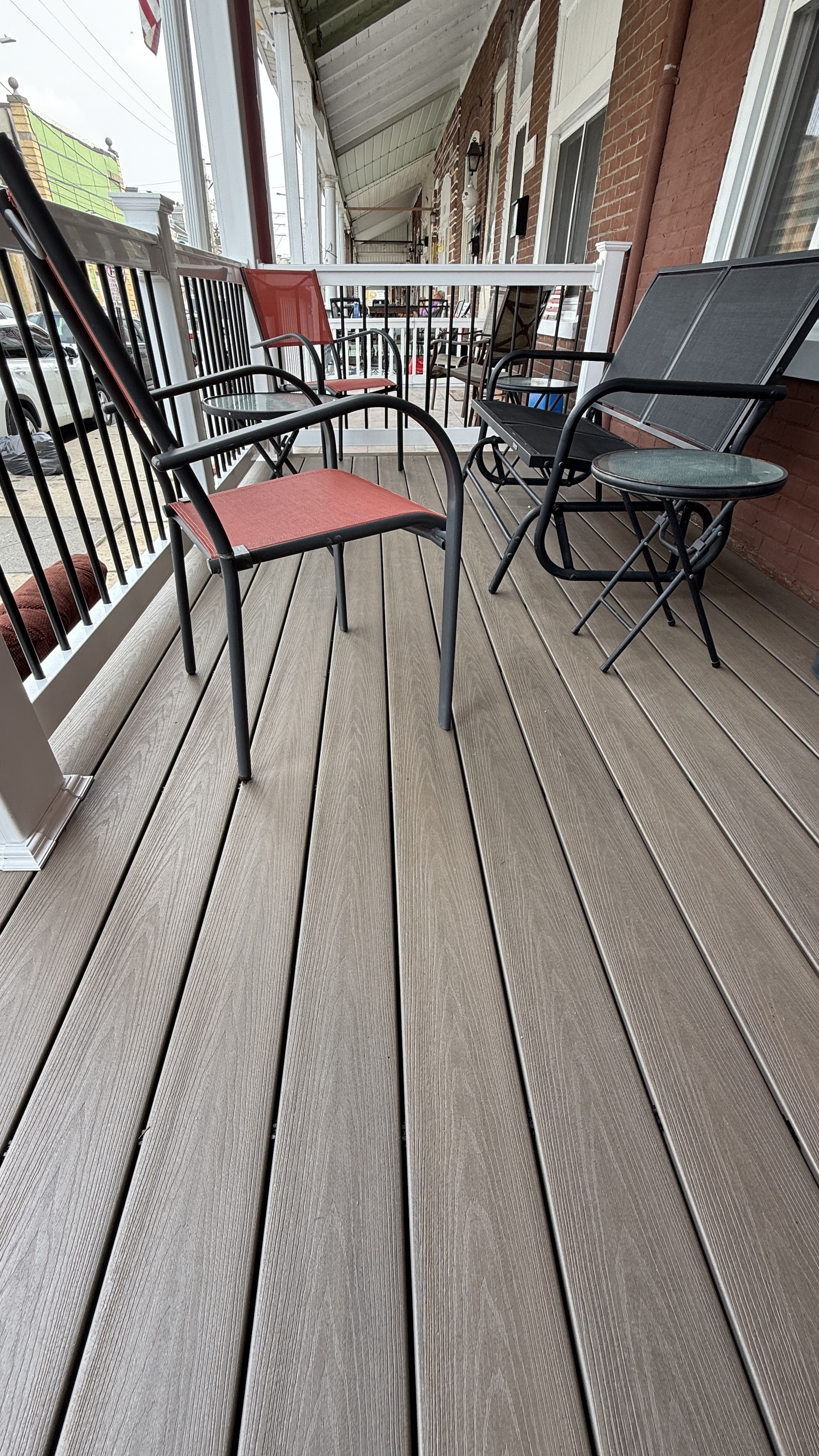 Close-up view of composite porch flooring in Allentown, PA.