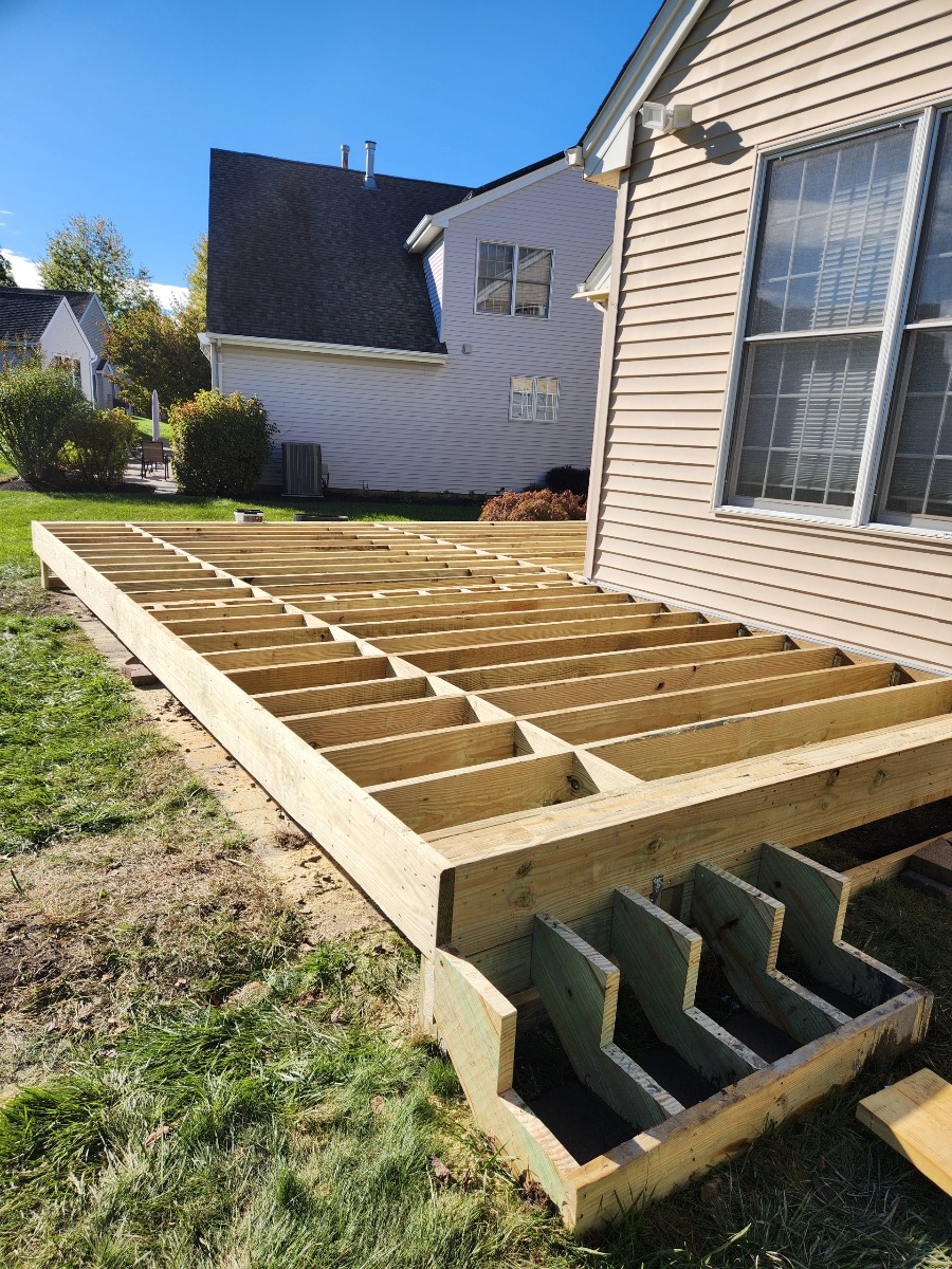 Framed deck under construction