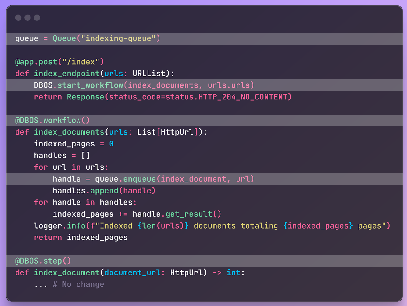 durable execution code DBOS Transact example