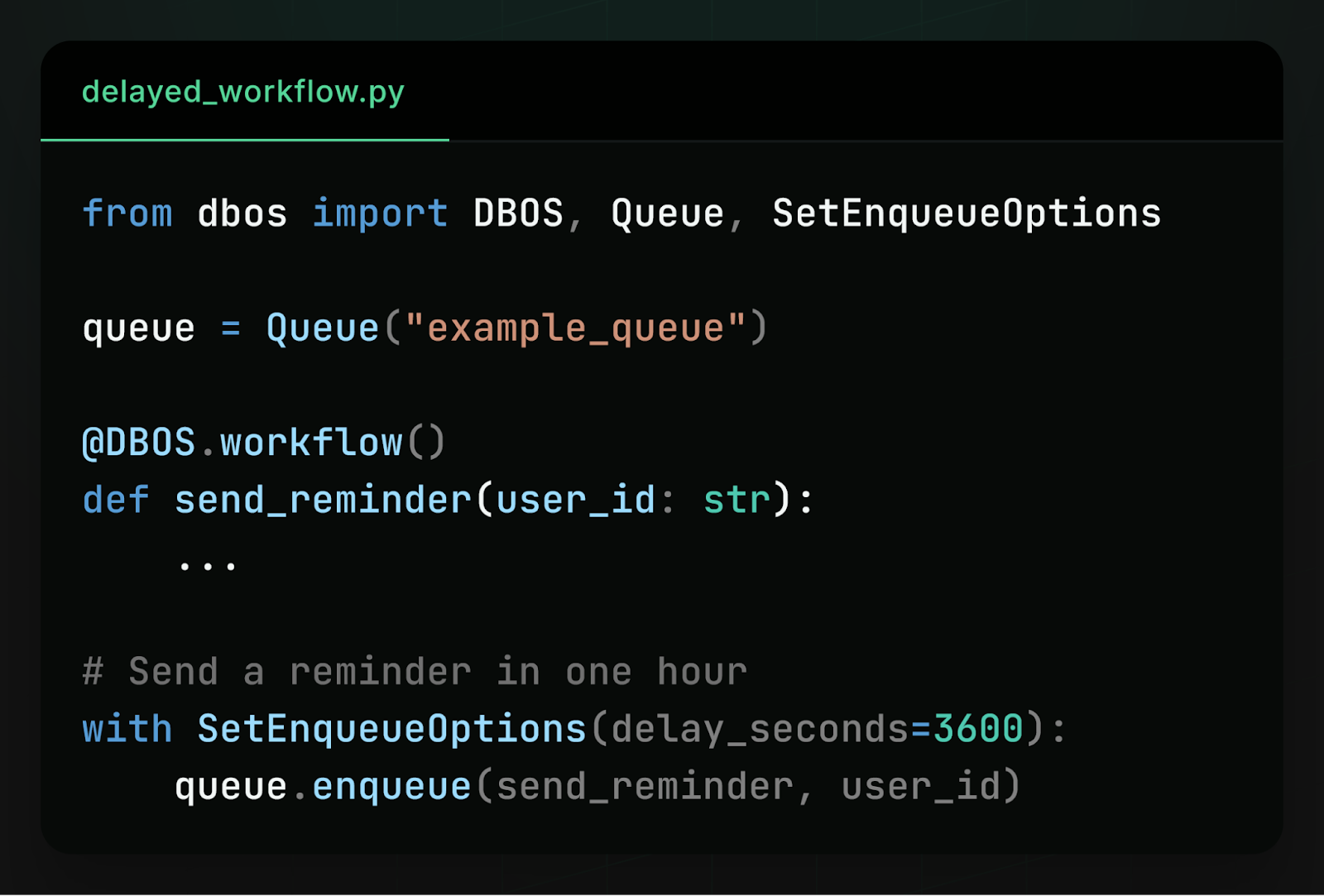 Workflow scheduling code example
