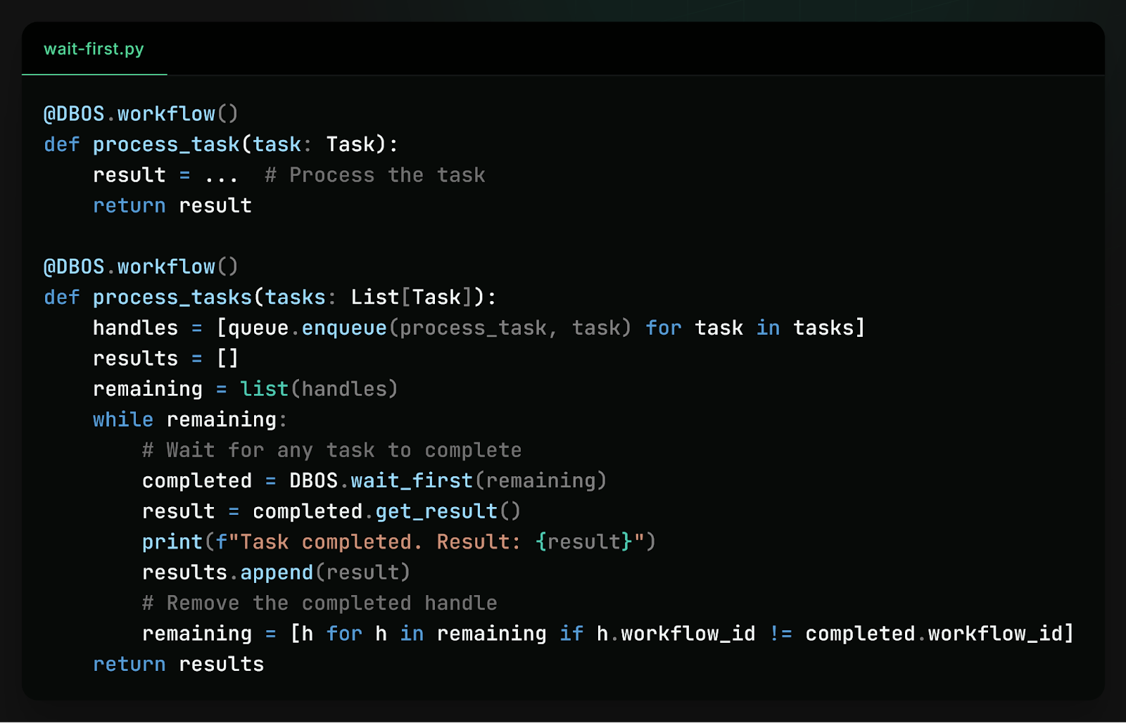 Durable workflow fan-out processing code example
