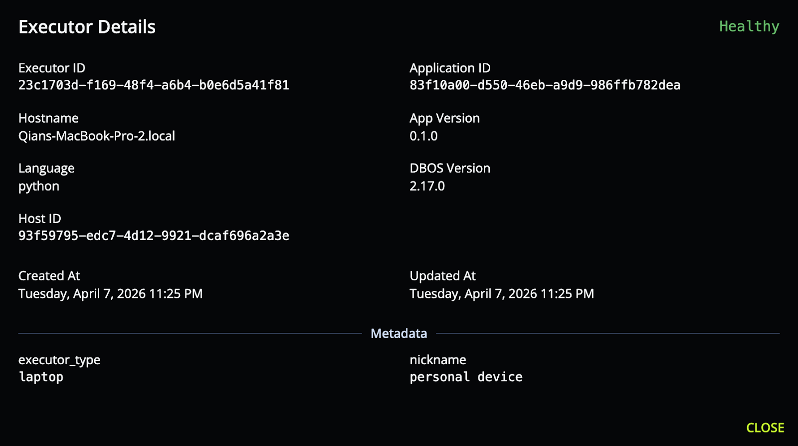 Workflow observability - executor run details 