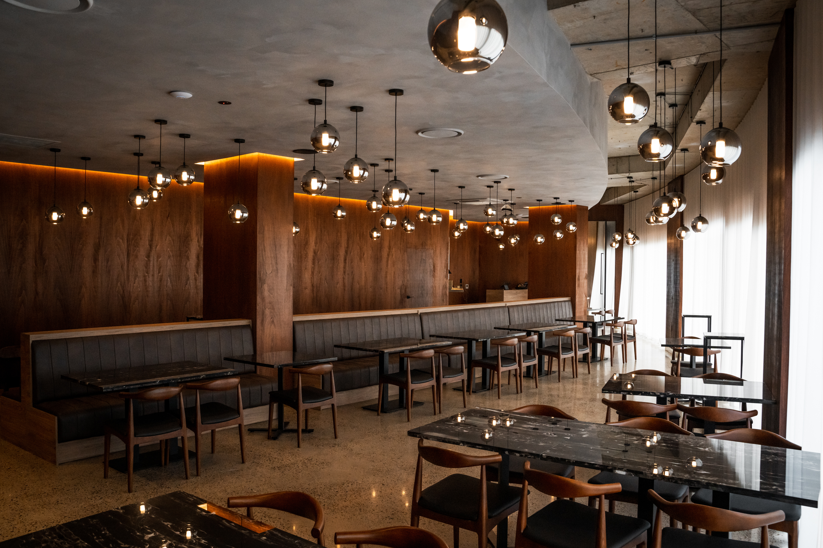 JUJU Dining – Shou Sugi Ban Joinery & Dark Timber Interiors, South Brisbane