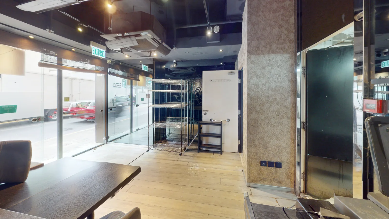 Shop at Seaview Building, North Point — kitchen entrance and mural wall