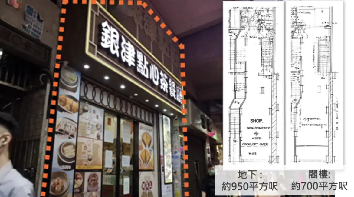 Restaurant space on Fa Yuen Street, Mong Kok. Storefront Mong Kok with lit signage shop layout diagram and menu photos displayed outside.