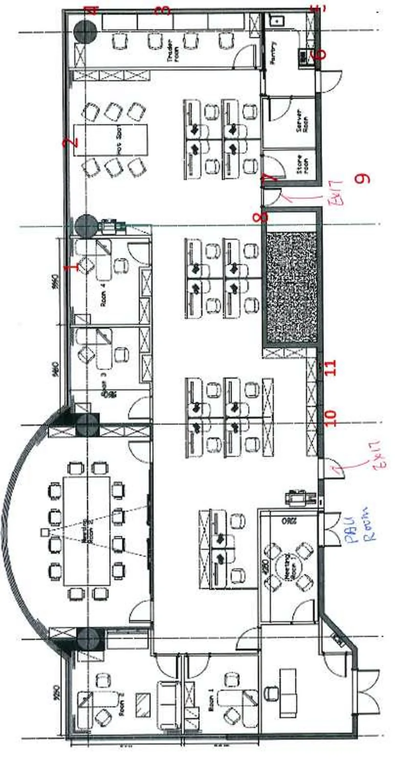 Office at YF Life Tower, Wan Chai – floor plan of the existing fit-out
