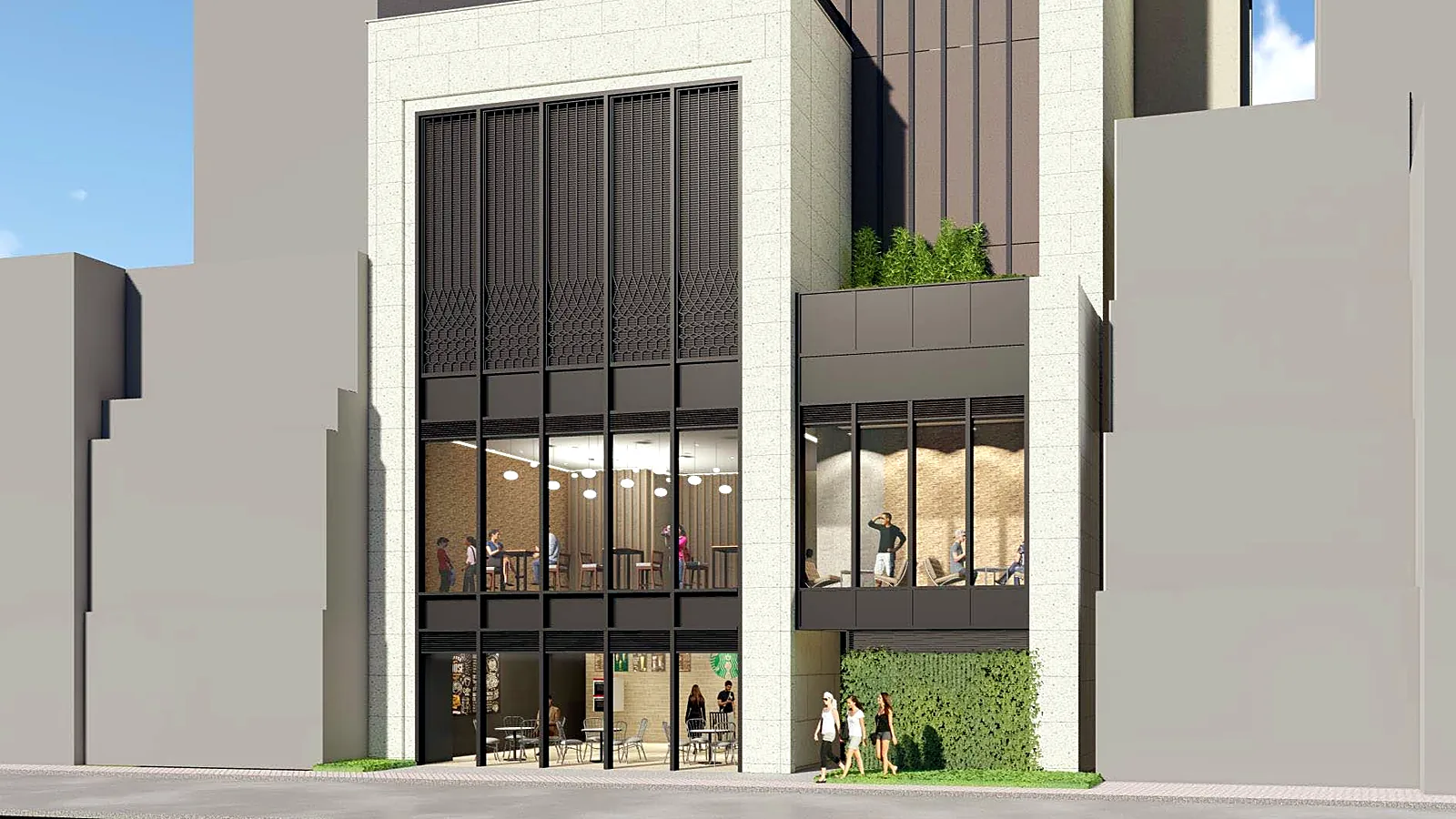 Shop at Hollywood Residence, Sheung Wan – architect's rendering of the building's two-storey shopfront