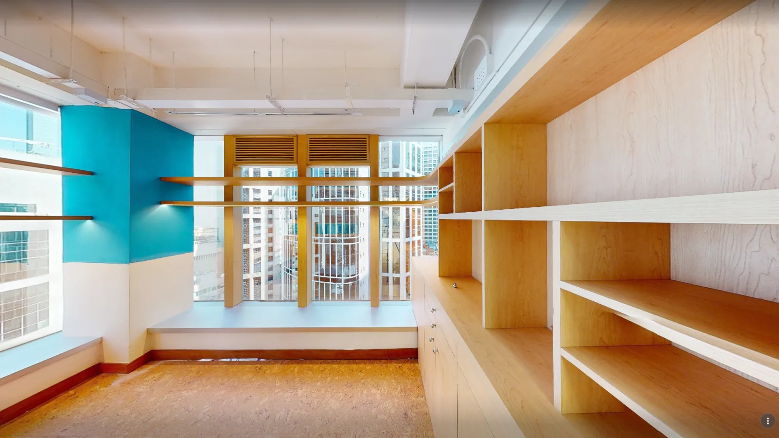 Office at On Hing Building, Central – cabinetry and accent wall