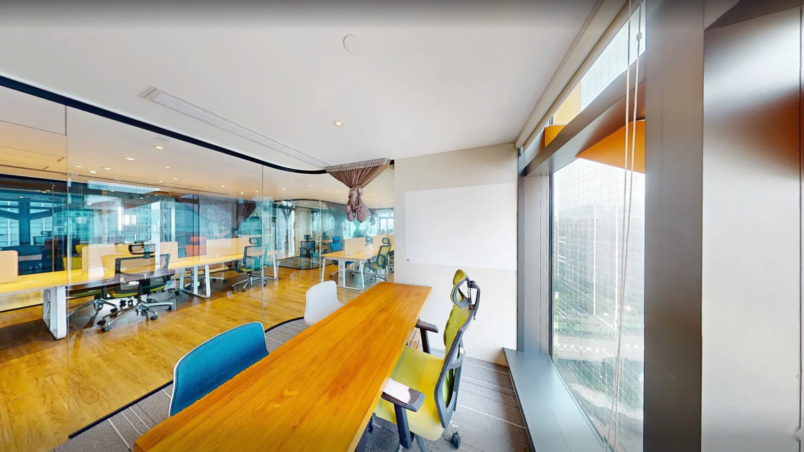 Office at Gravity, Kwun Tong – workstations beside glass-walled rooms
