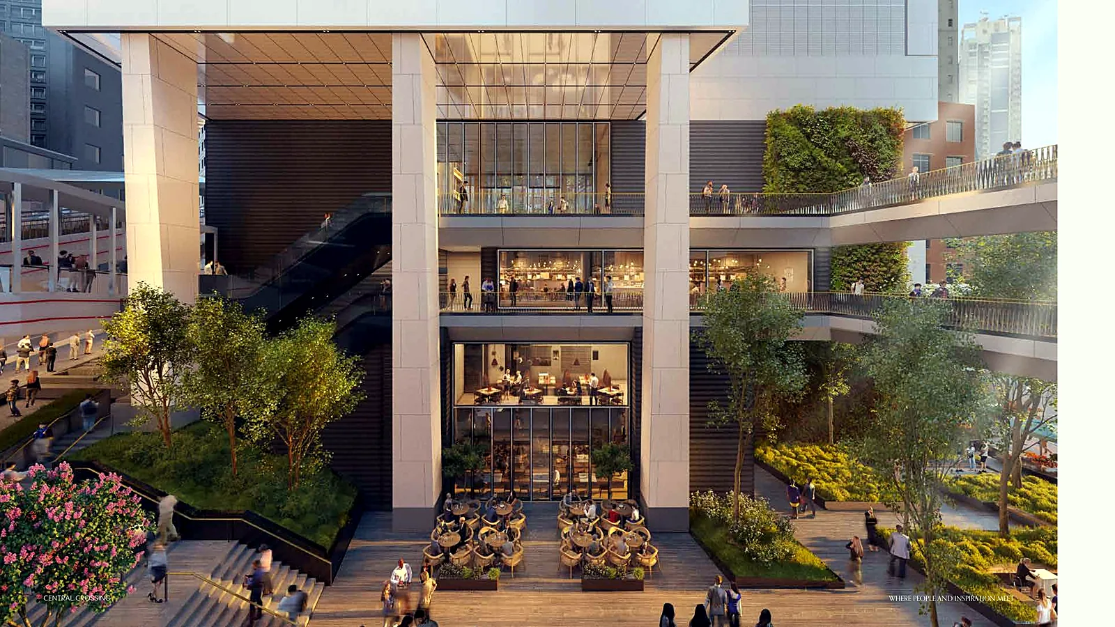 Restaurant at Central Crossing, Central – multi-level plaza with outdoor dining