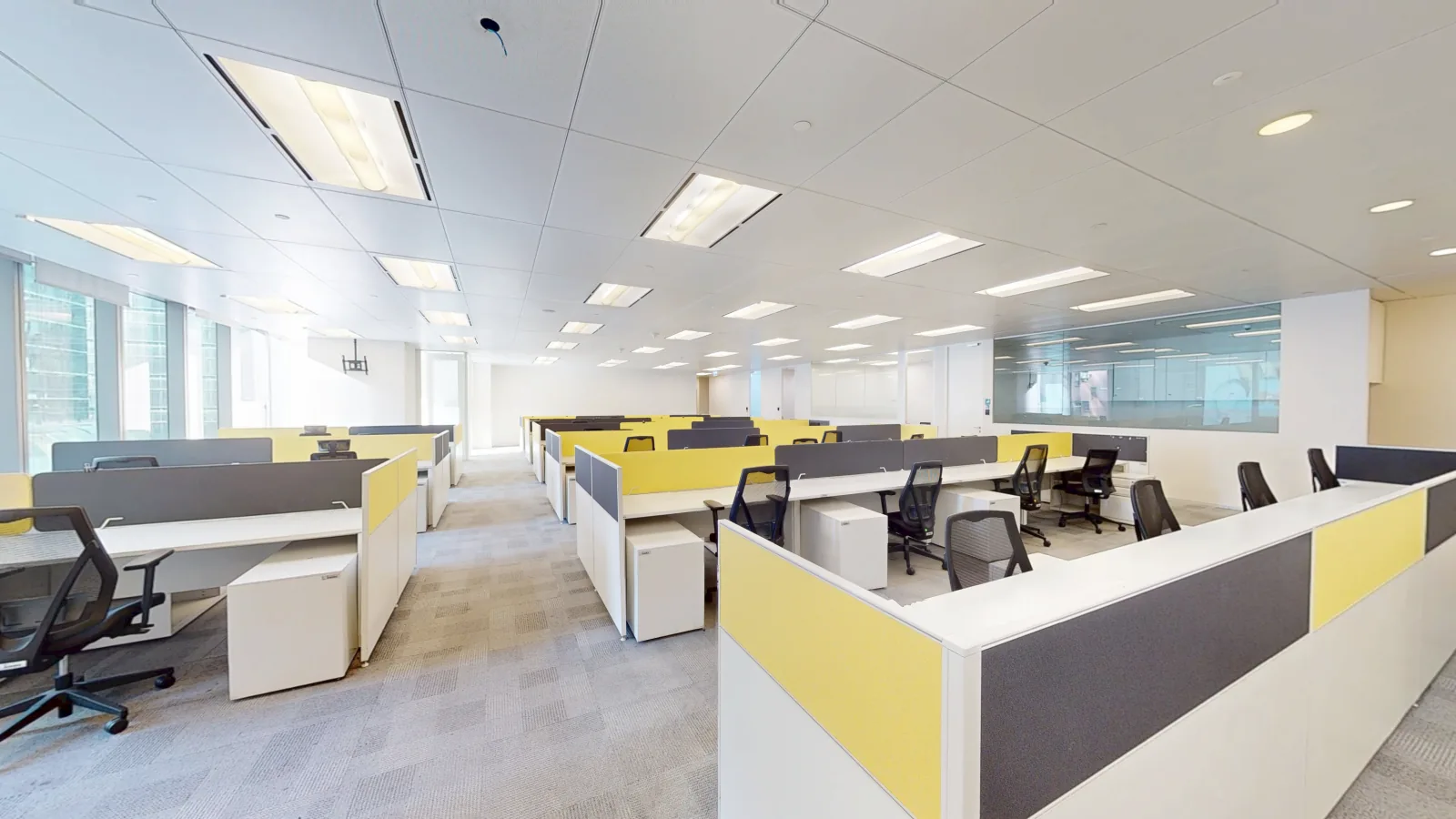 Office at Lee Garden Three, Causeway Bay – open-plan with yellow screens