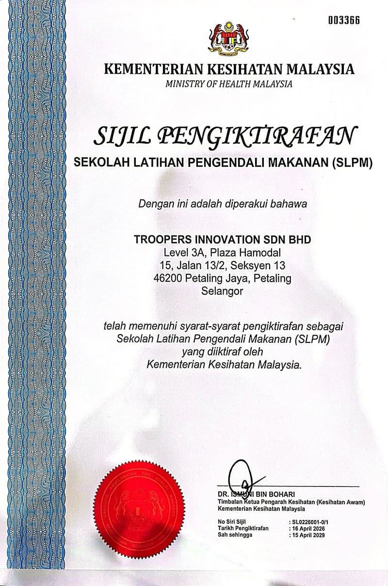 Contoh sijil FHC yang akan diterima peserta