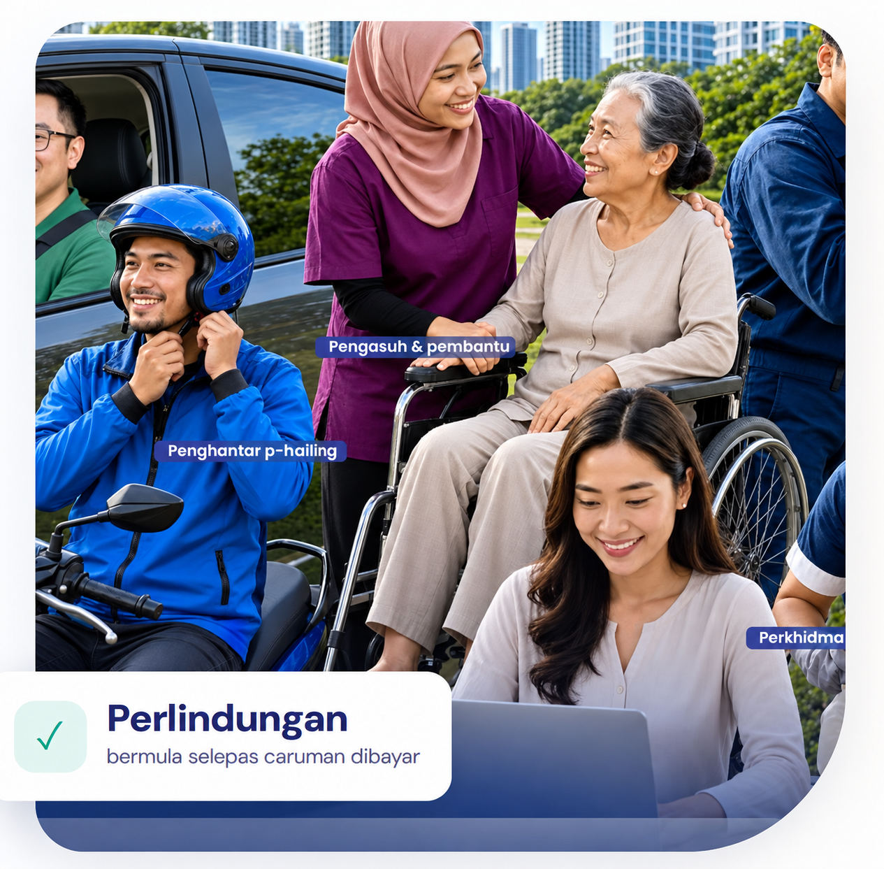Pekerja gig daripada pelbagai sektor dengan perlindungan LINDUNG Kendiri