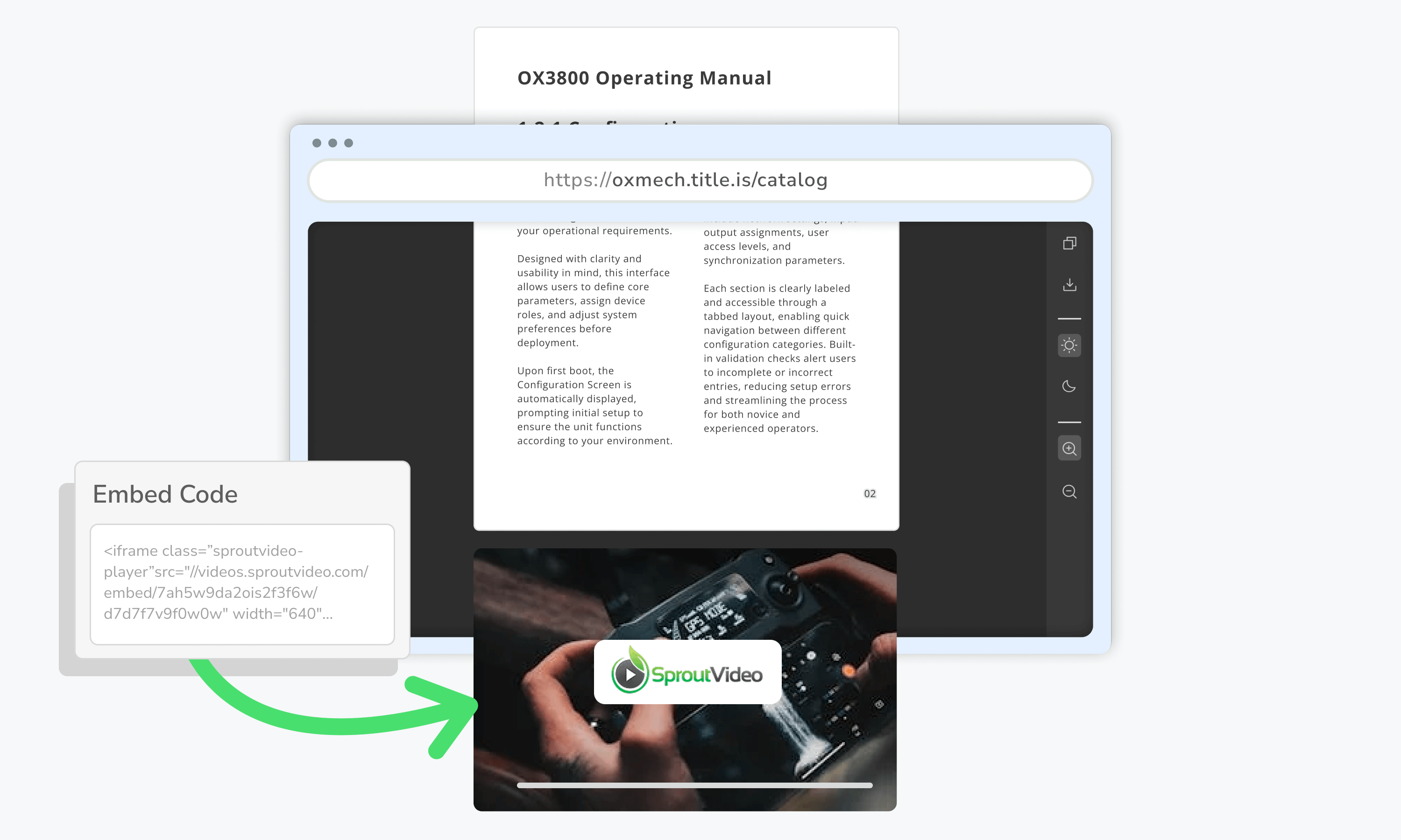 Embed SproutVideo video in a PDF by copy pasting Youtube embed code from Share settings