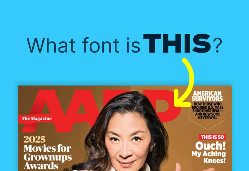 AARP magazine cover masthead logo typeface design font family