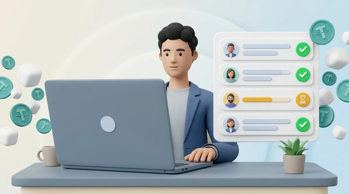 Operator's back-office screen listing crypto deposits, three settled and one still waiting for confirmations