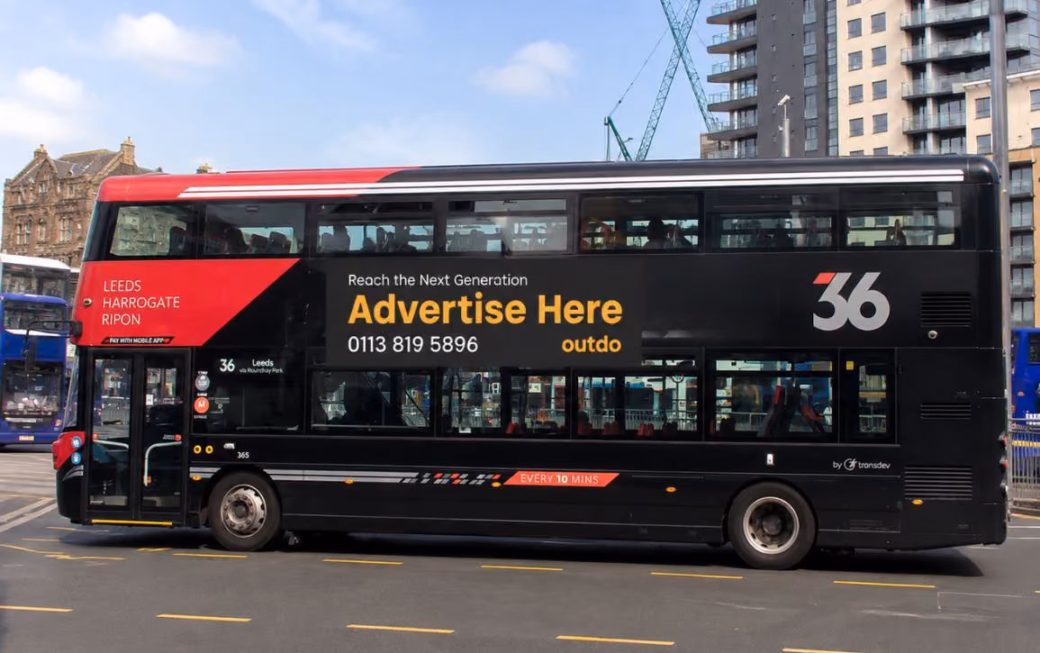Supersides bus advertising in Leeds with Outdo Media
