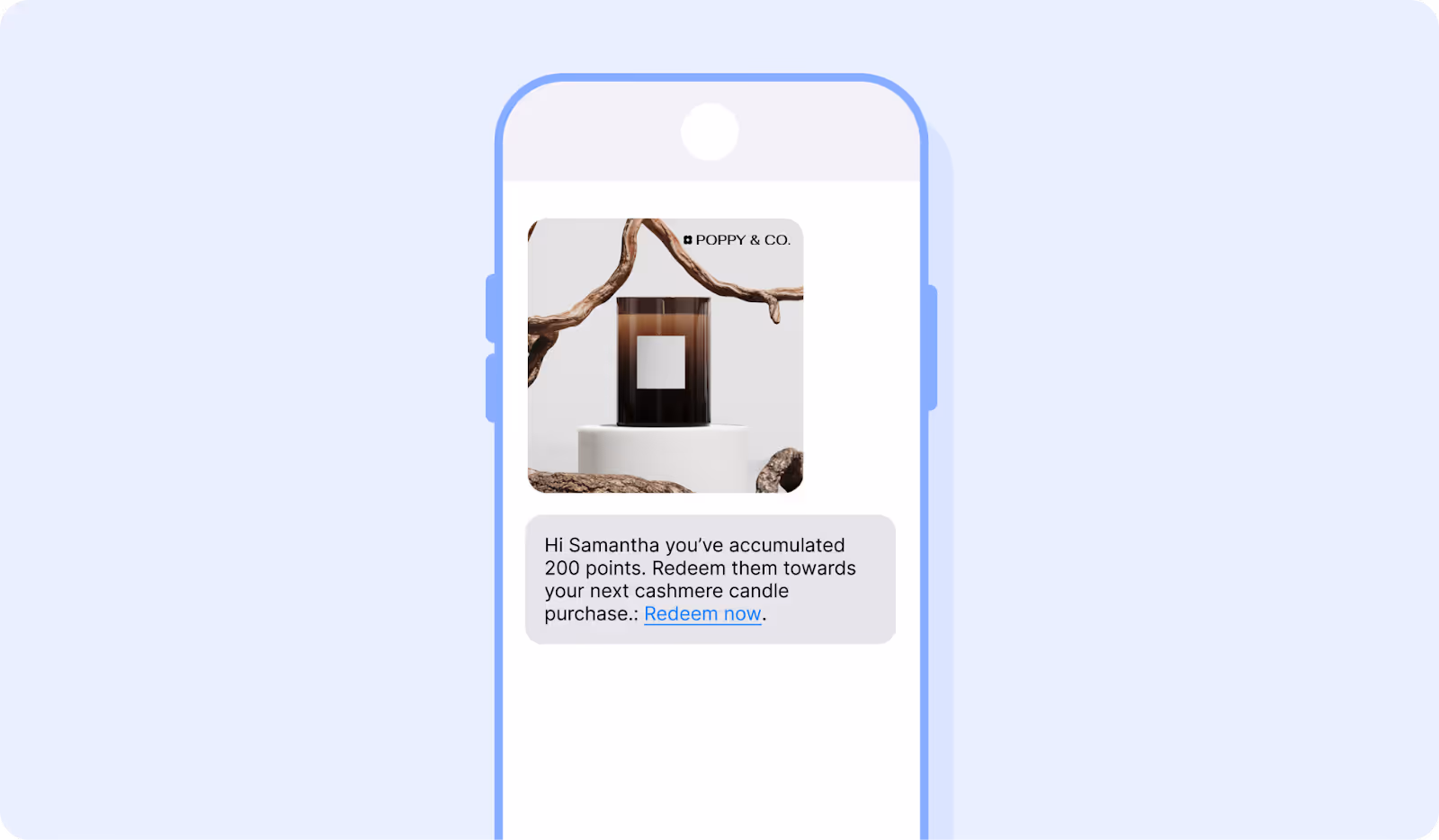 Personalized loyalty reward message based on a customer’s purchase history and preferences