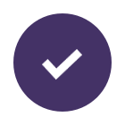 White checkmark inside a purple circle with a white outer border.
