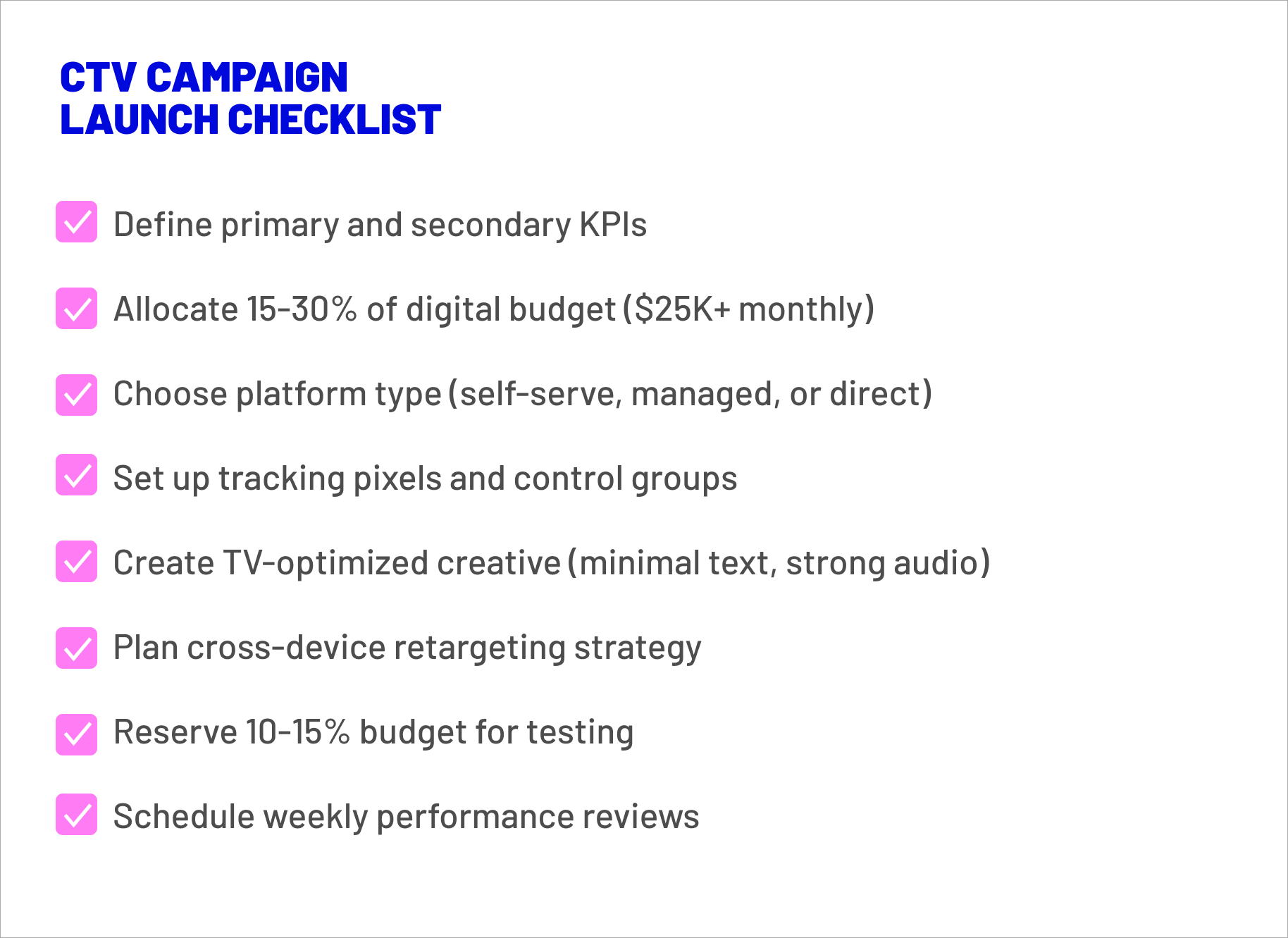 CTV campaign launch checklist