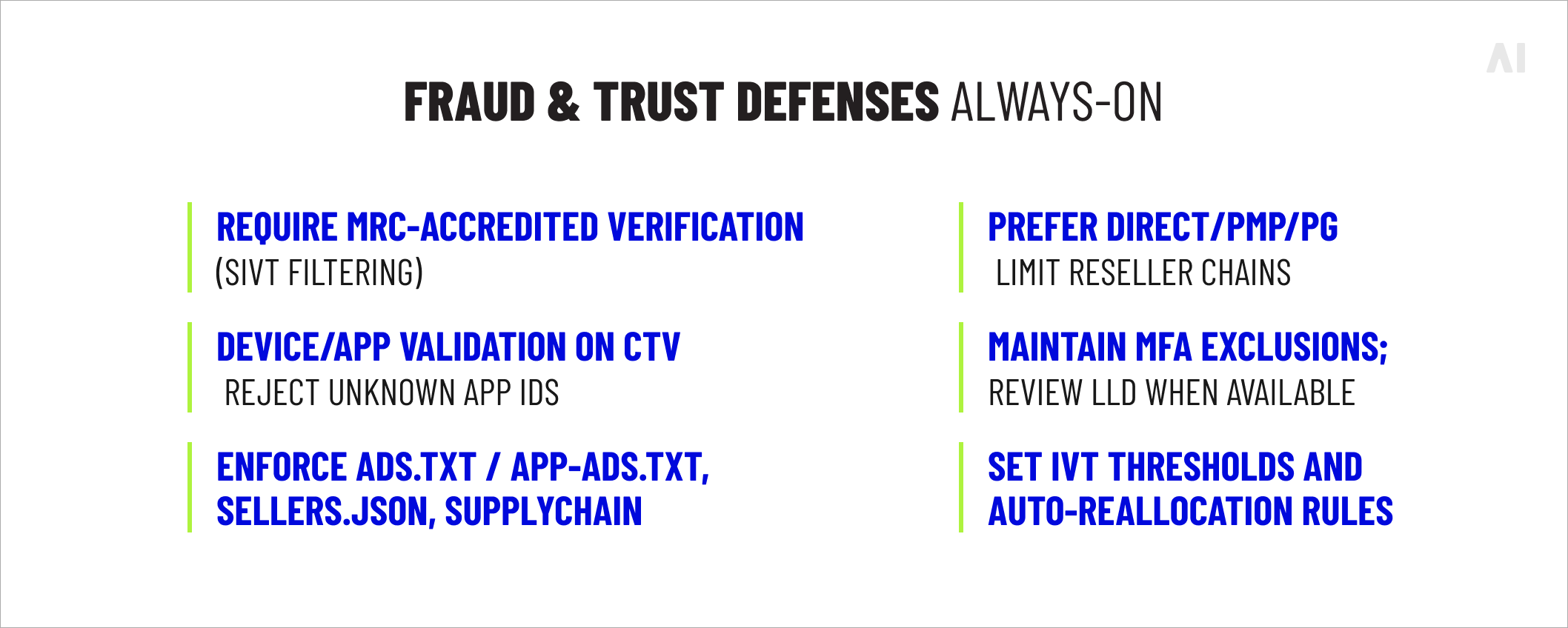 Fraud & trust defenses (always-on)