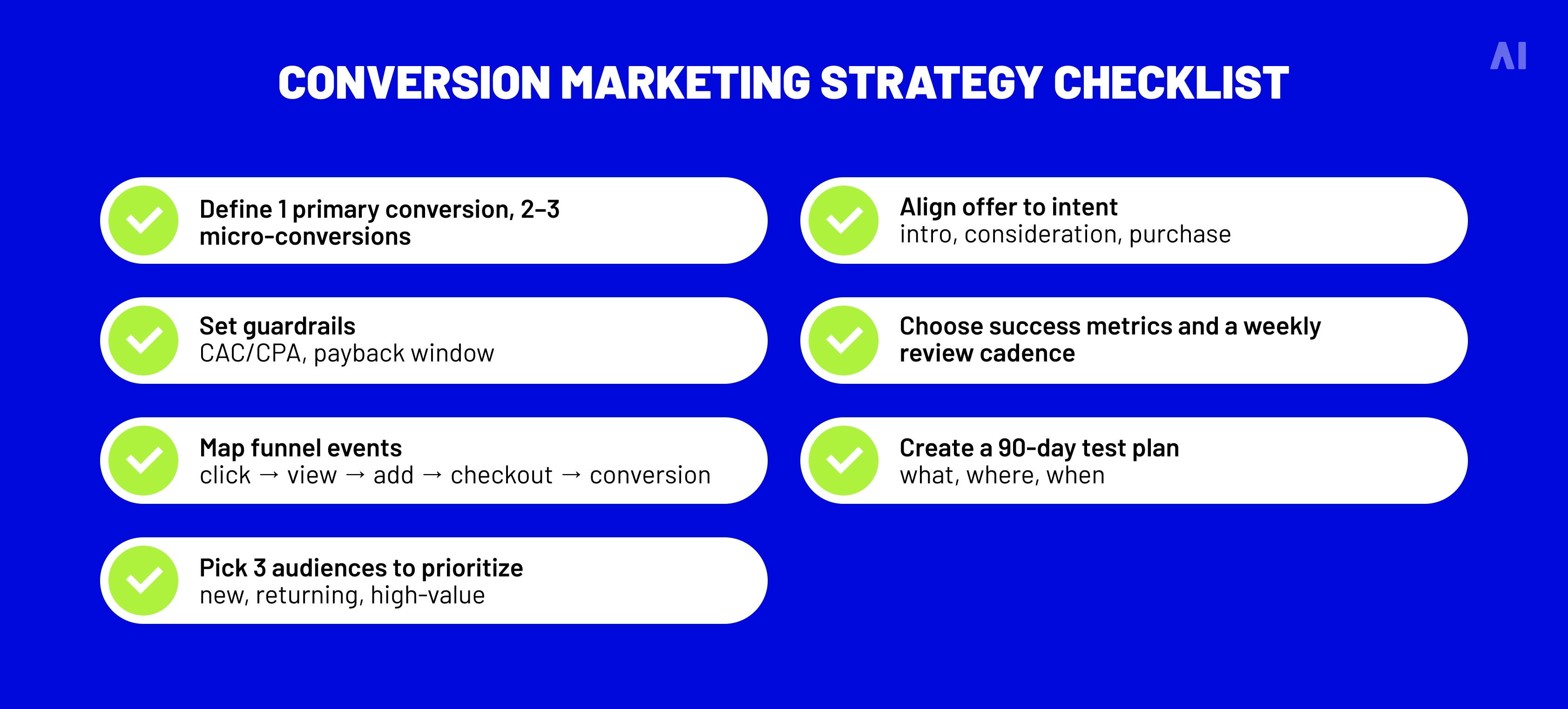 Conversion marketing strategy checklist