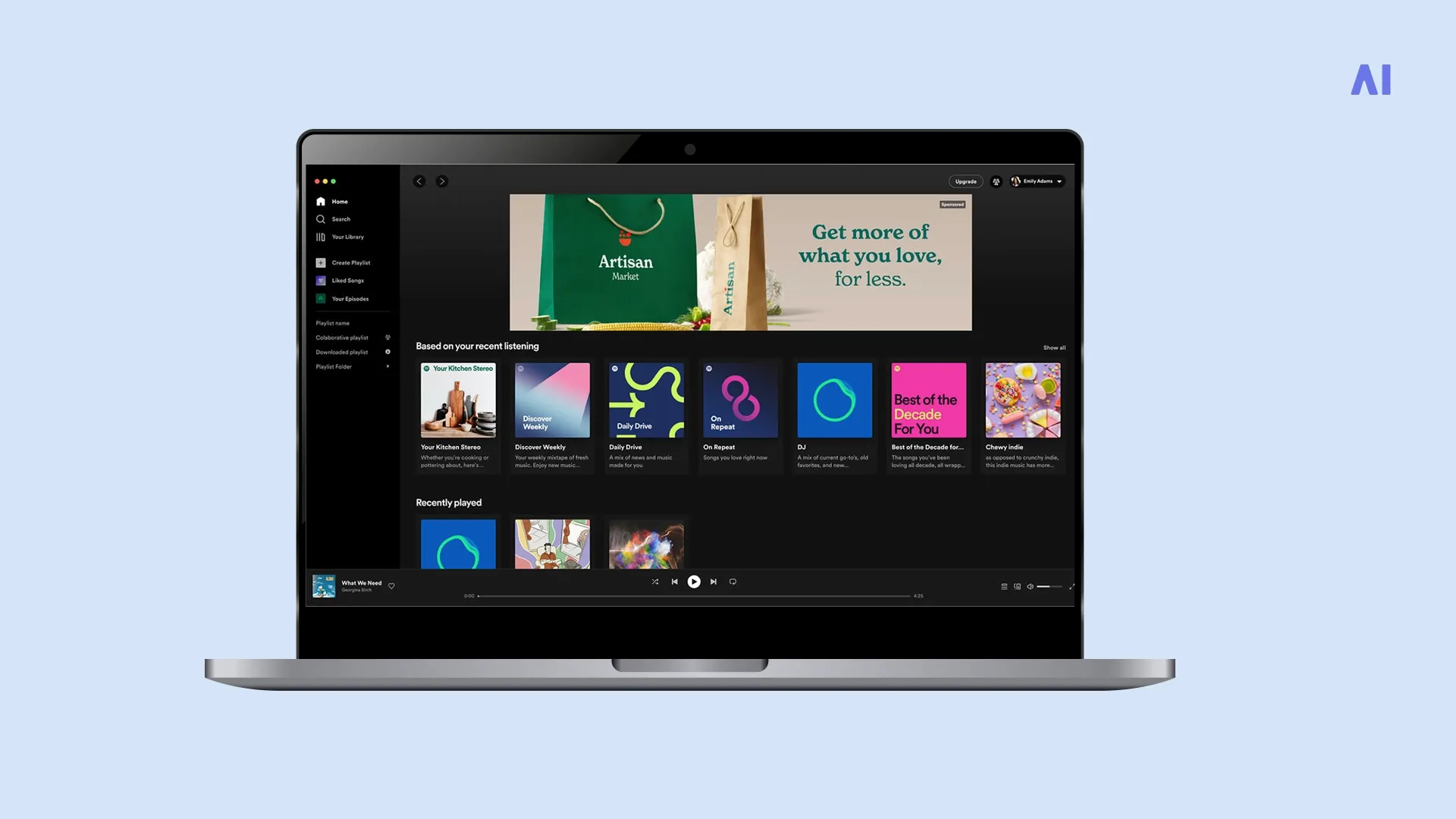 A branded takeover of the Spotify homepage on desktop