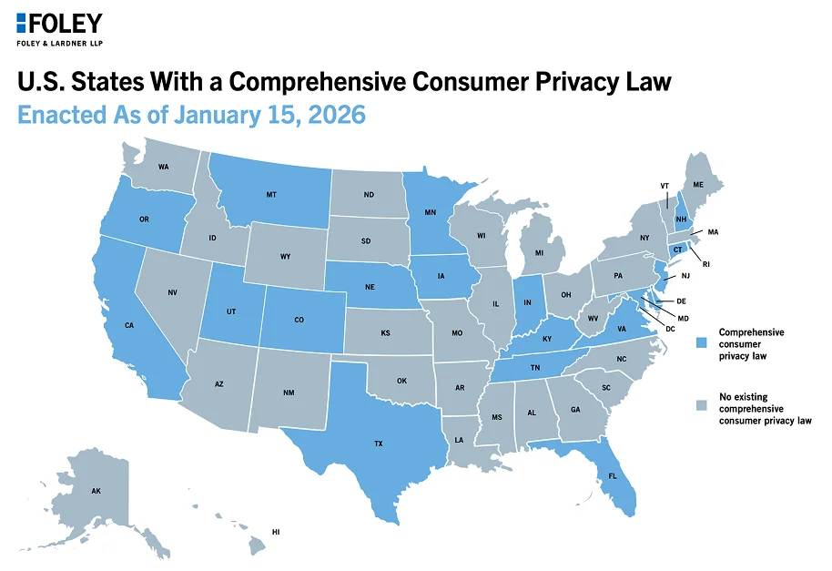 Pic. U.S. states with a comprehensive consumer privacy law 