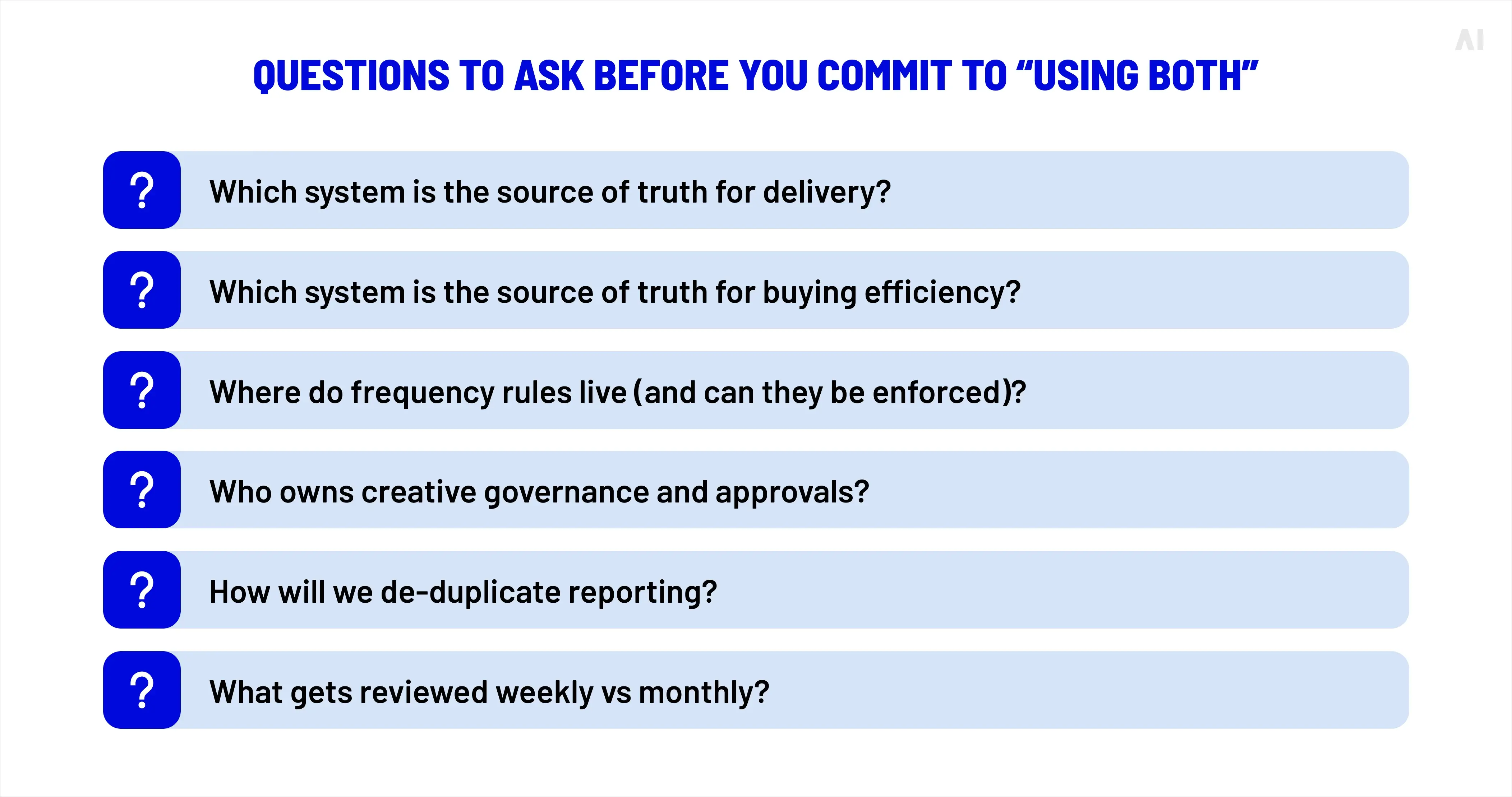 Questions to ask before you commit to “using both”