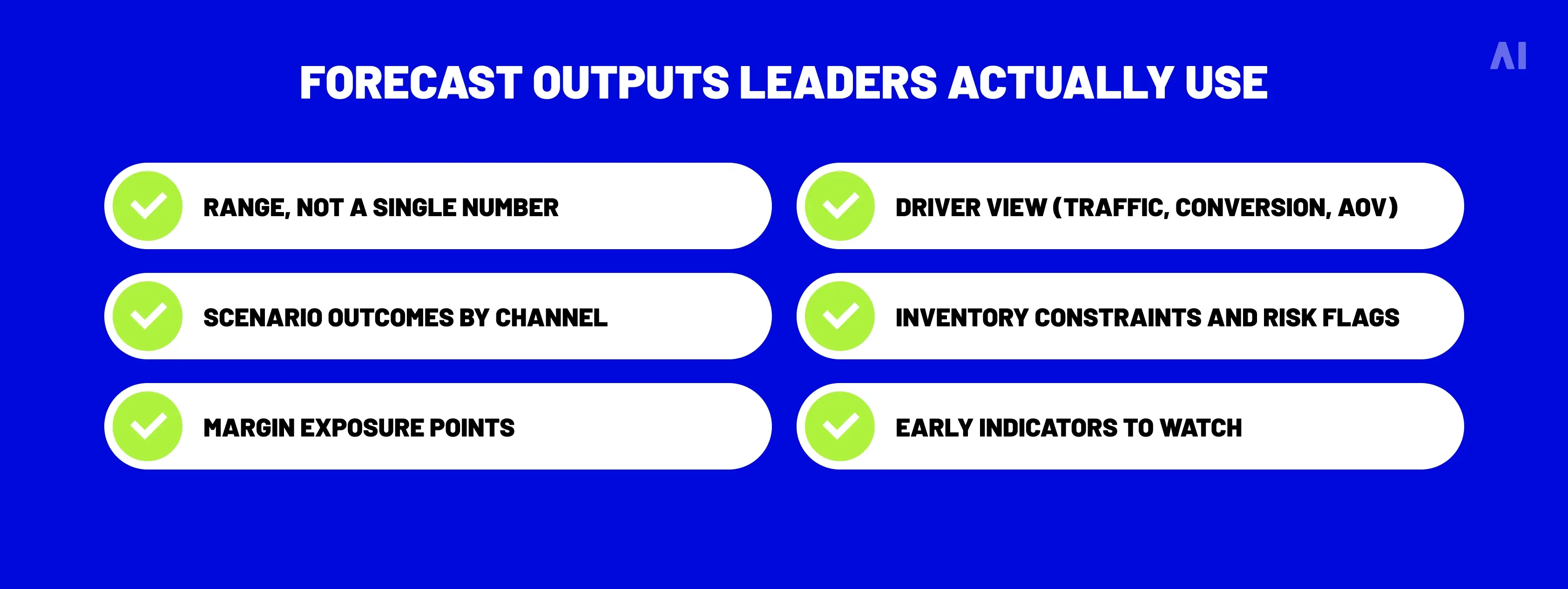Forecast outputs leaders actually use
