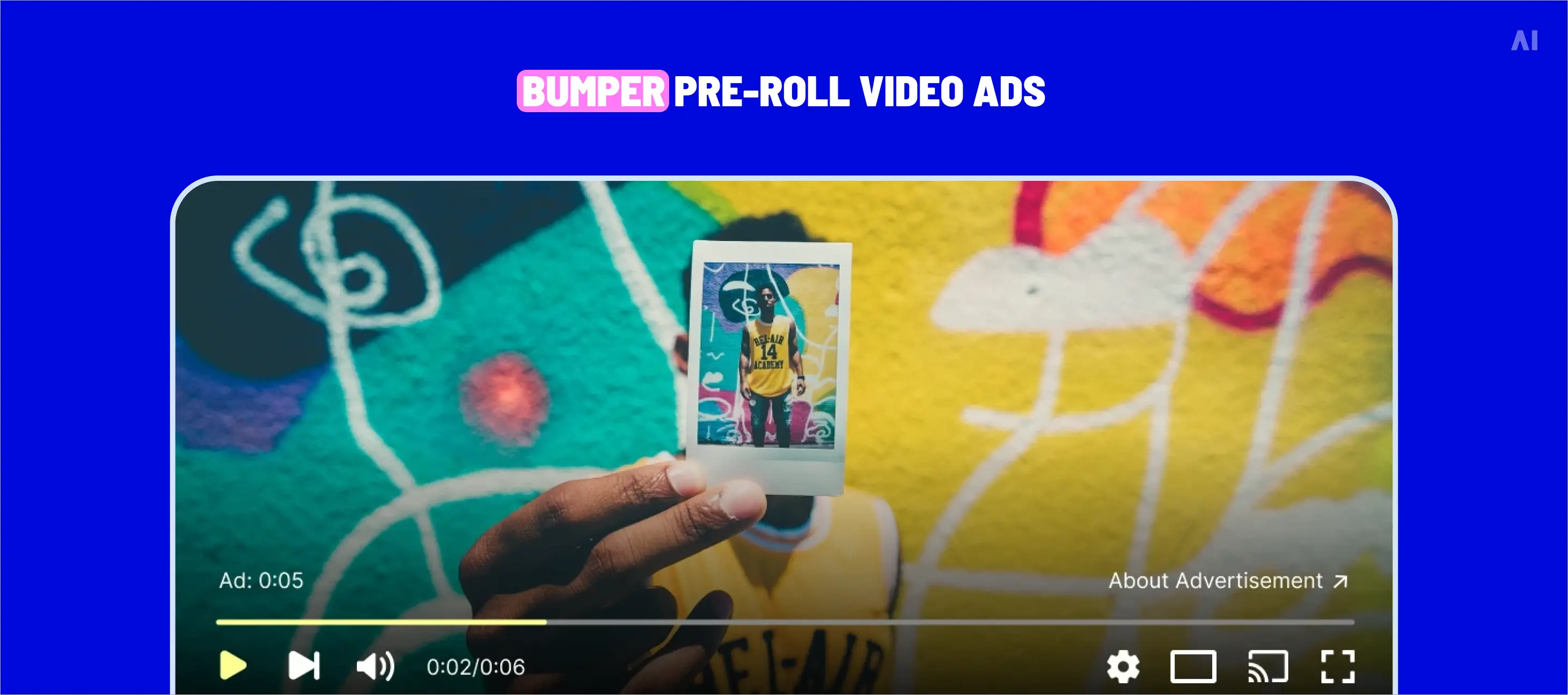 Bumper pre-roll video ad example with a six-second ad