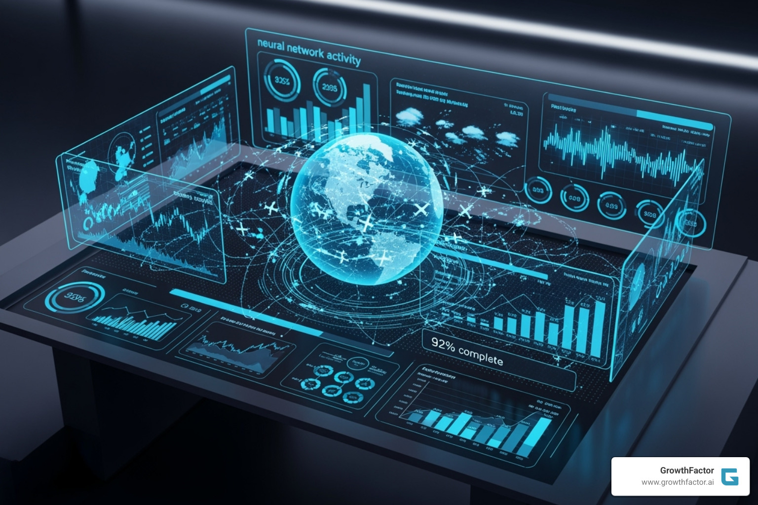 Image of a futuristic dashboard with AI-driven predictions and charts - commercial property CRM
