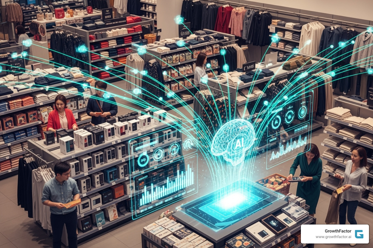 AI powered retail analytics illustration AI powered retail analytics illustration