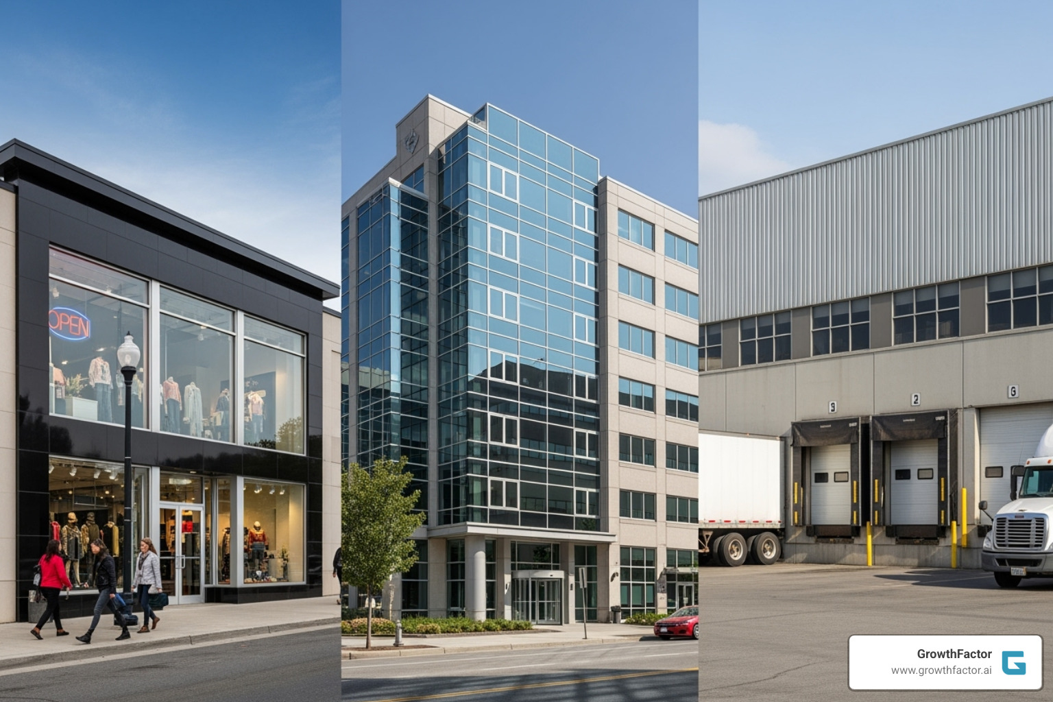 different commercial properties (retail, office, industrial) - site selection real estate different commercial properties (retail, office, industrial) - site selection real estate