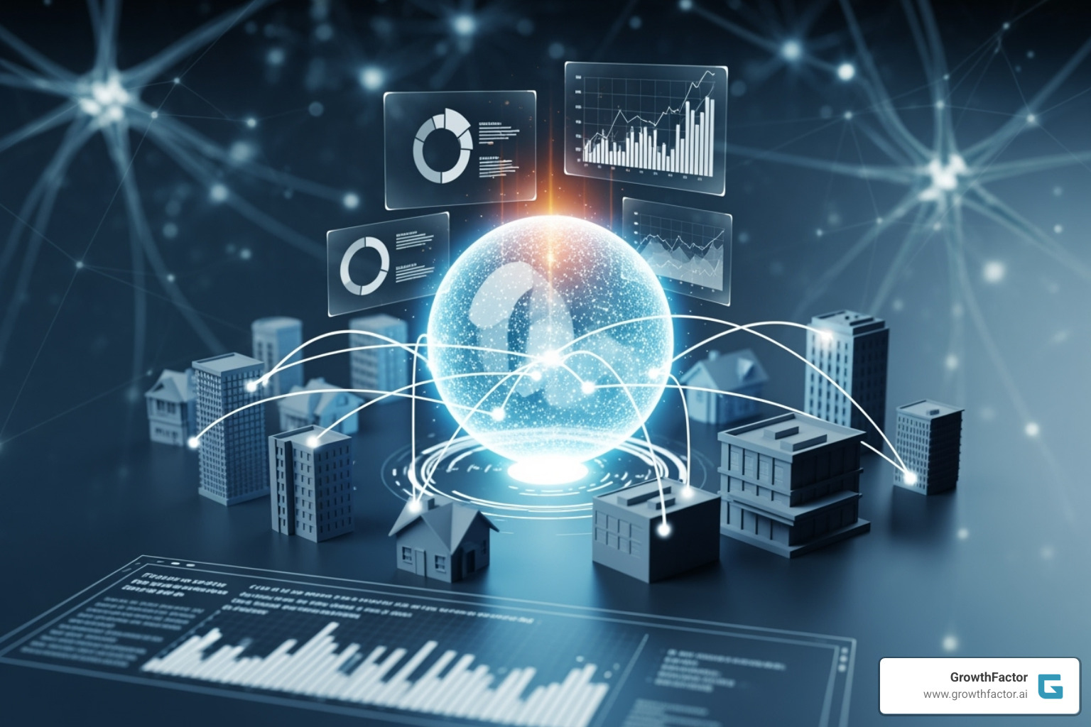 commercial property with data points highlighting potential value and risks - AI real estate market analysis