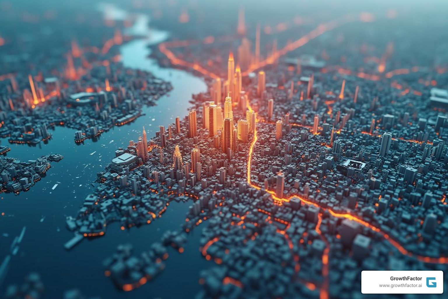 Digital map with data overlays showing potential development sites - AI for property development