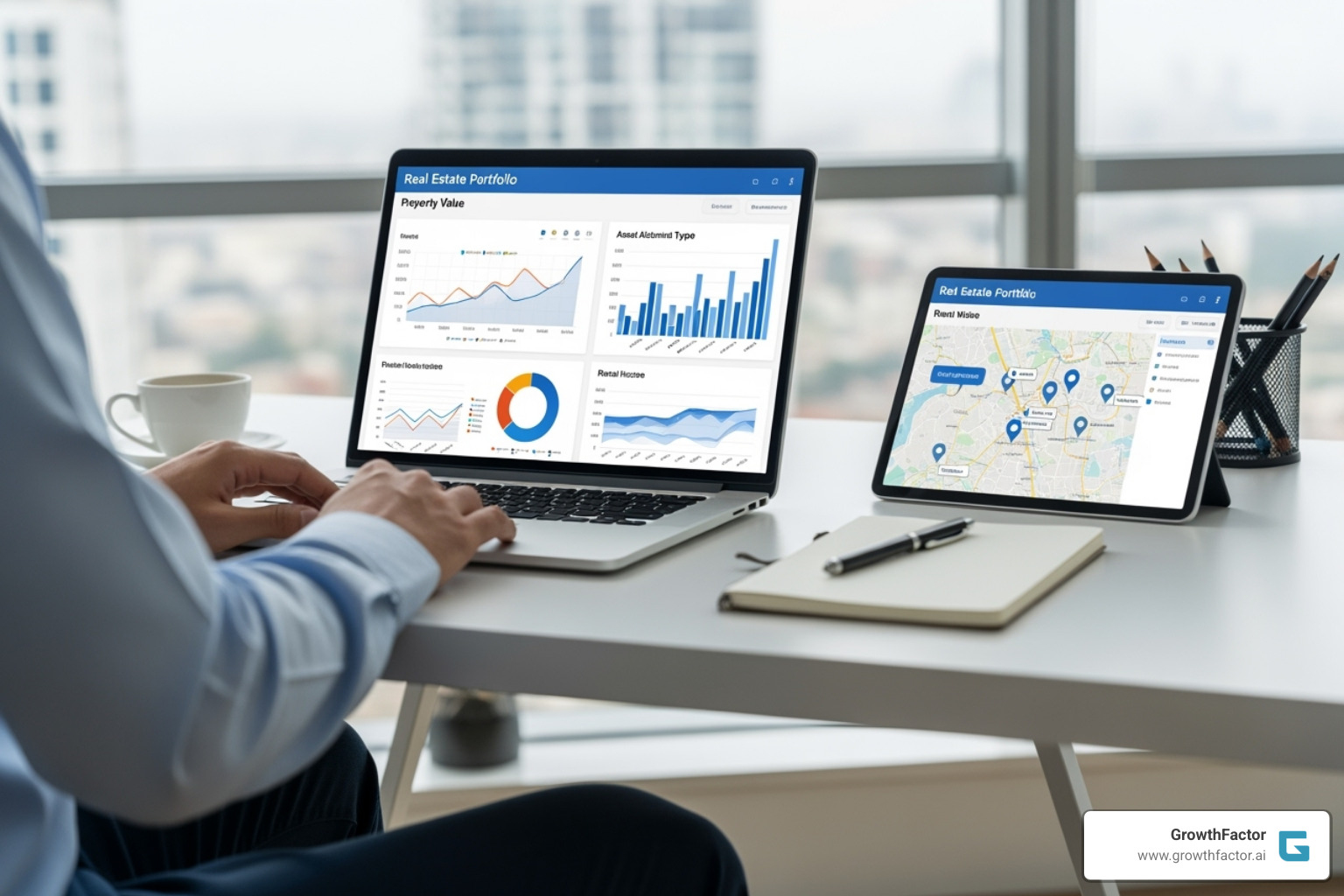 AI-powered map interface showing site selection data and heatmaps - real estate portfolio management software AI-powered map interface showing site selection data and heatmaps - real estate portfolio management software