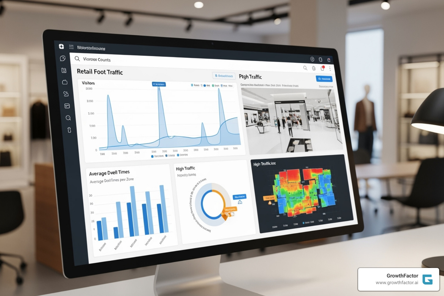 Image of a dashboard showing foot traffic analytics - retail foot traffic data Image of a dashboard showing foot traffic analytics - retail foot traffic data