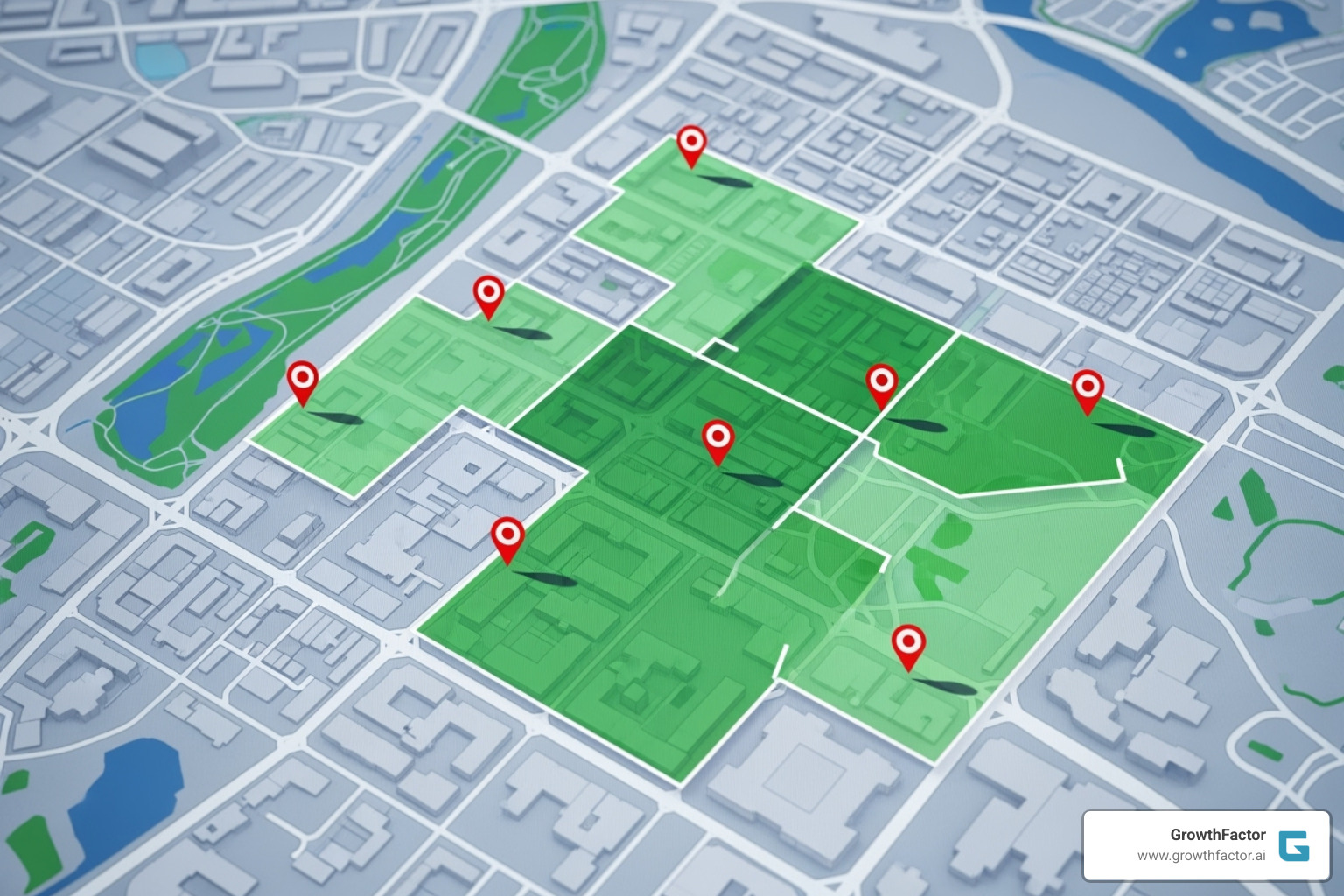 Image of a map showing trade areas and competitor locations - retail foot traffic data Image of a map showing trade areas and competitor locations - retail foot traffic data