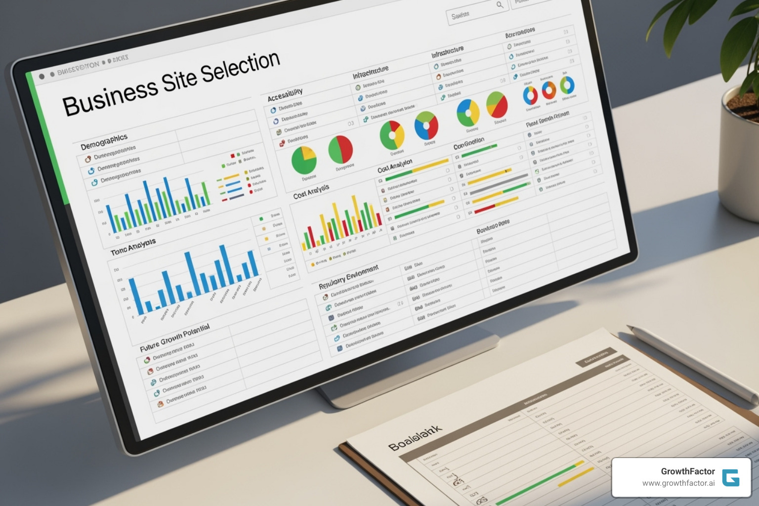 A checklist or dashboard showing various site selection criteria, emphasizing a structured approach to evaluation - site selection analysis A checklist or dashboard showing various site selection criteria, emphasizing a structured approach to evaluation - site selection analysis