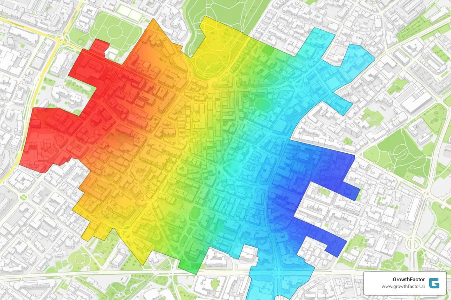 A predictive sales forecast map for a potential retail site, showing heat zones of high and low potential. - retail site selection analysis A predictive sales forecast map for a potential retail site, showing heat zones of high and low potential. - retail site selection analysis