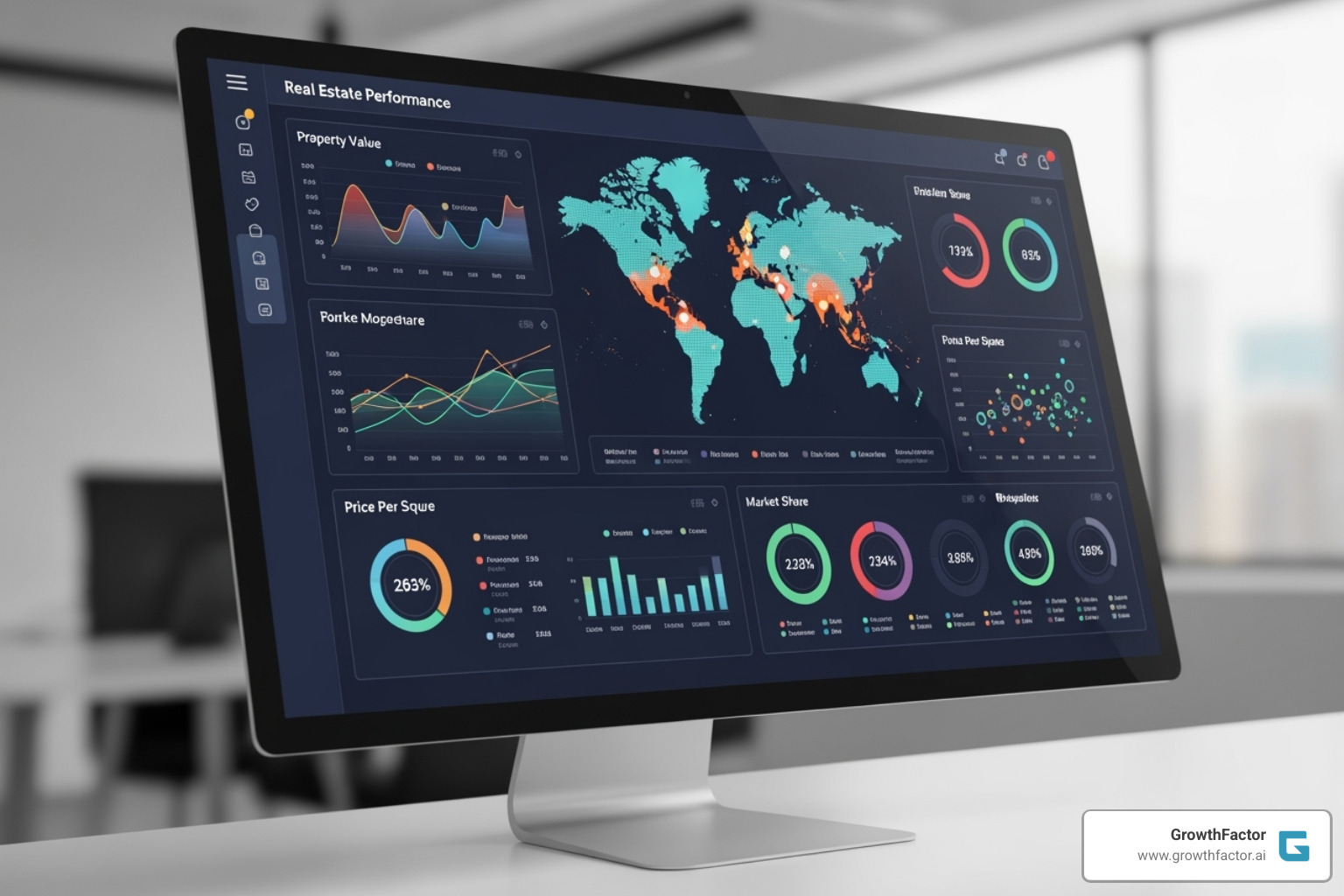 Dashboard showing various real estate KPIs - Real estate technology solutions