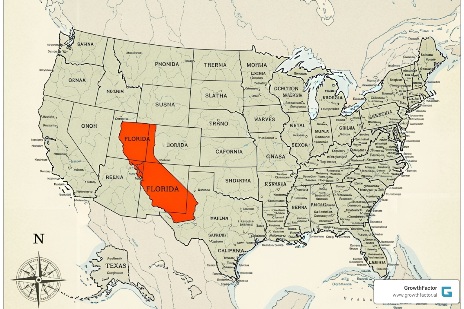 US map with Florida, California, and Texas highlighted - Real estate market trends? US map with Florida, California, and Texas highlighted - Real estate market trends?