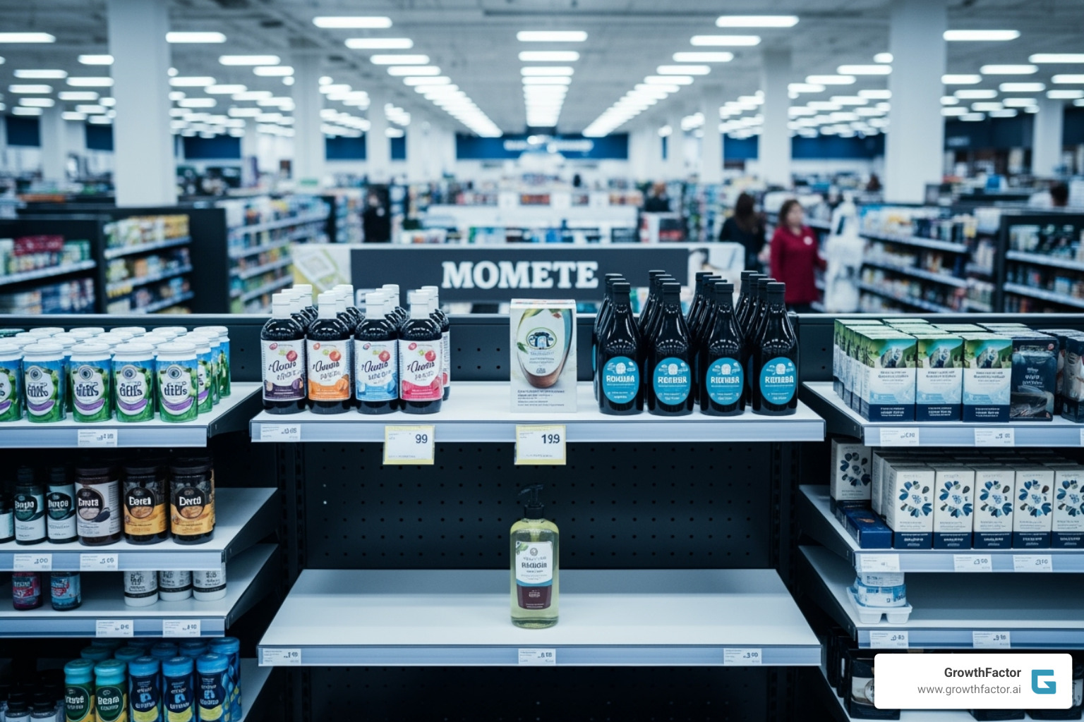 Shelf showing a well-differentiated product line Shelf showing a well-differentiated product line