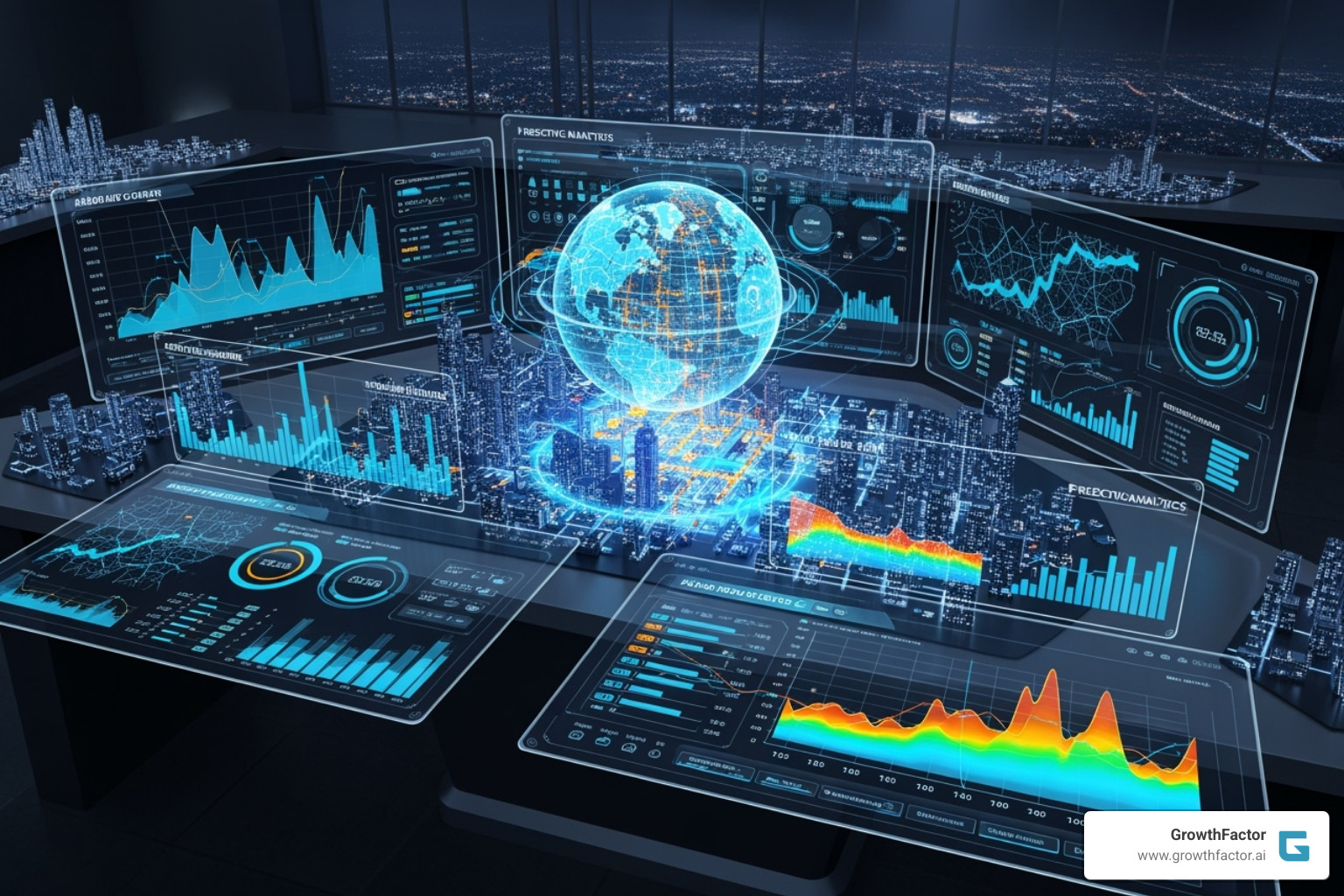 futuristic dashboard showing AI-driven predictive analytics for a city - Location intelligence for retail futuristic dashboard showing AI-driven predictive analytics for a city - Location intelligence for retail