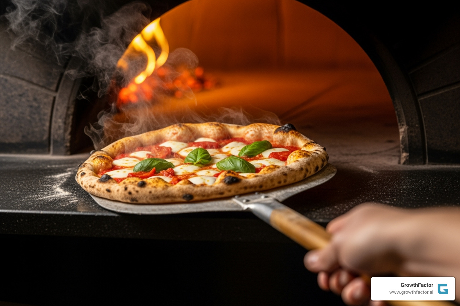An authentic Neapolitan pizza coming out of a brick oven - italian restaurant franchise